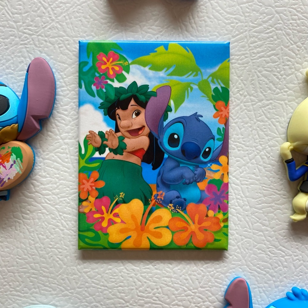 Colorful Lilo and Stitch flat magnet